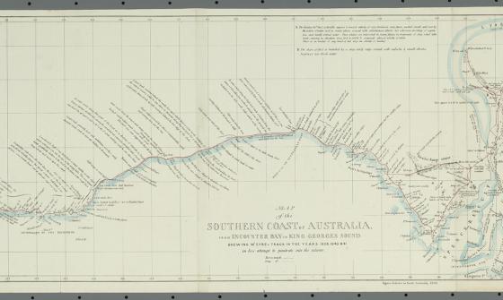 Detailed map of the southern cost of Australia with various annotations and notes