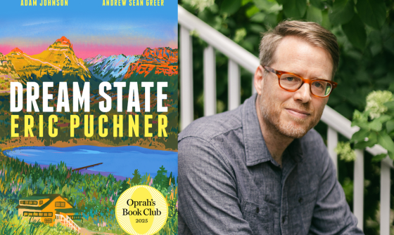 Book cover for A Dream State and a headshot of author Eric Puchner