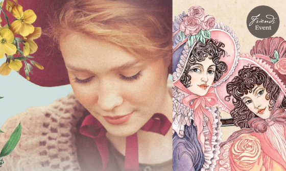 Detail of book covers by Sue Williams and Alison Goodman featuring illustrations of women in historical dress
