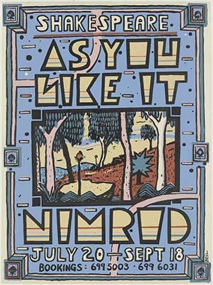 Poster for a performance of Shakespeare's As You Like It at the Nimrod 