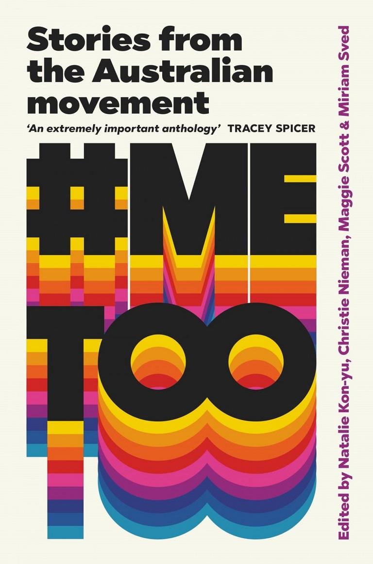 Book cover with #METOO in black text with rainbow shadow