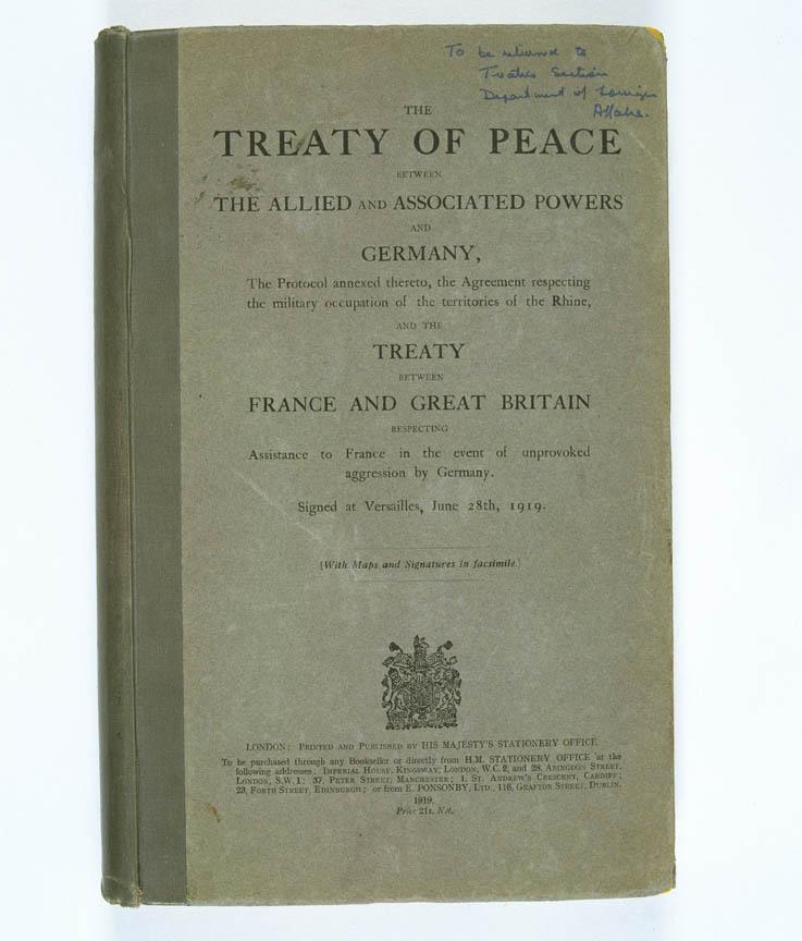 cover of Treaty of Versailles 1919 (including Covenant of the League of Nations)