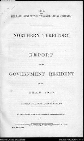 cover of 'Report of the Government Resident', 1910