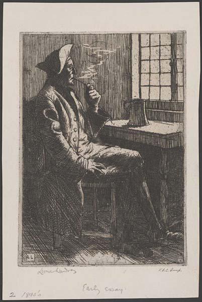 A drawing of a pirate waiting in a tavern