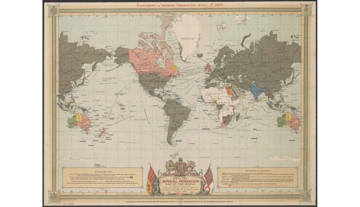 British Imperial Federation map of the world : showing present political status of the various possessions of the British Empire, March 1889