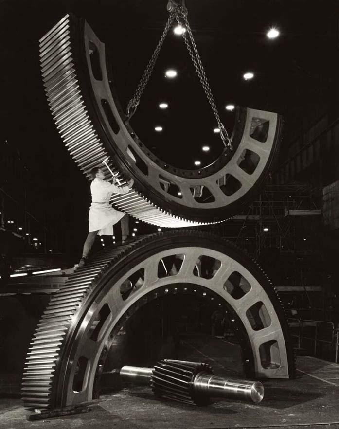 man working on huge gears