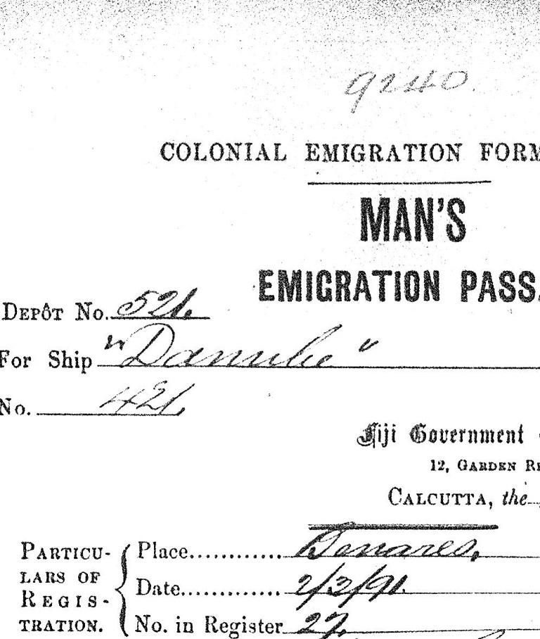 A sample emigration record
