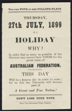 1899 poster about the Australian referendum