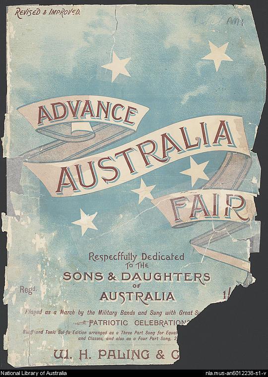 Cover of a music score for Advance Australia Fair