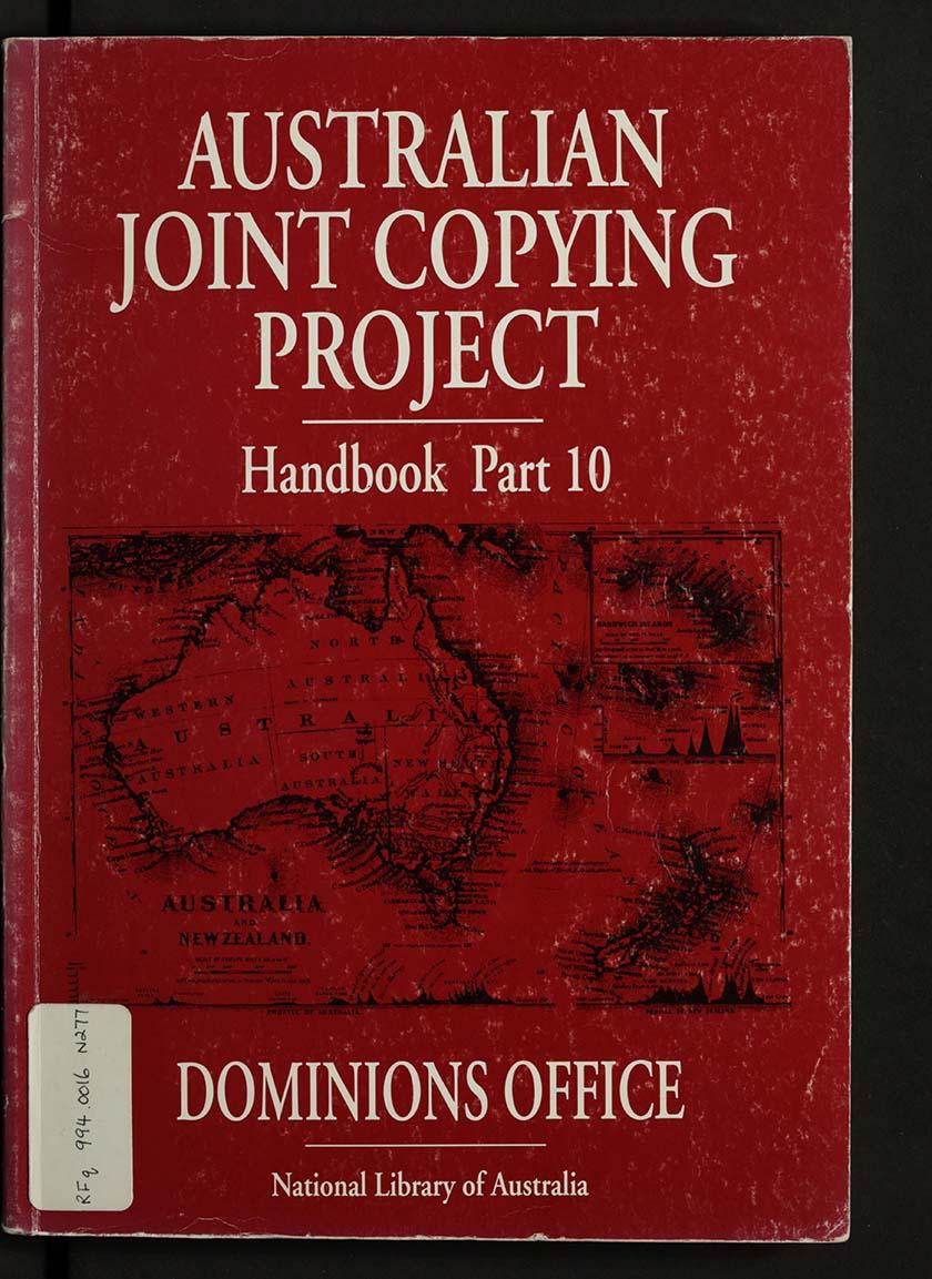 cover of book Australian Joint Copying Project, Part 10