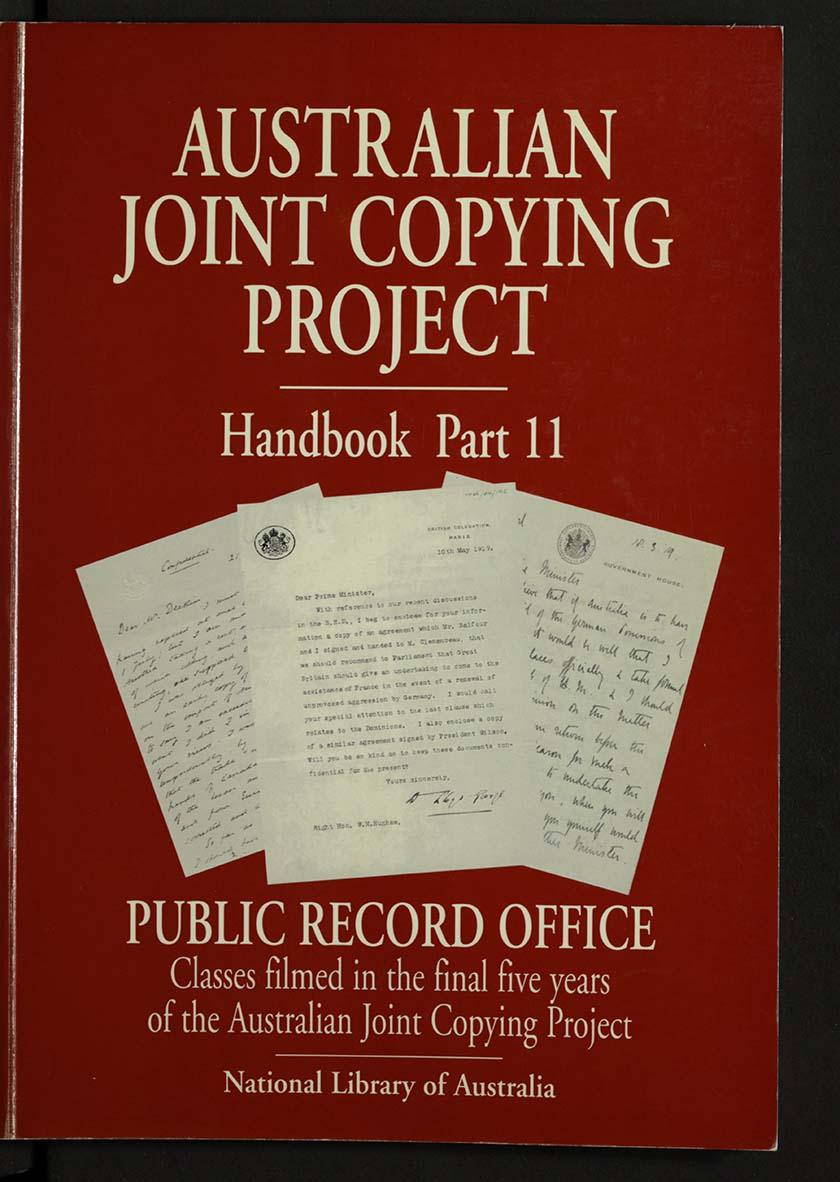 cover of book Australian Joint Copying Project, Part 11