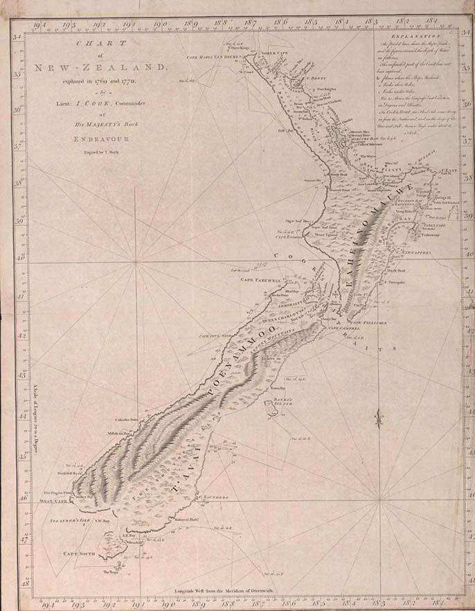 hand drawn map of New Zealand