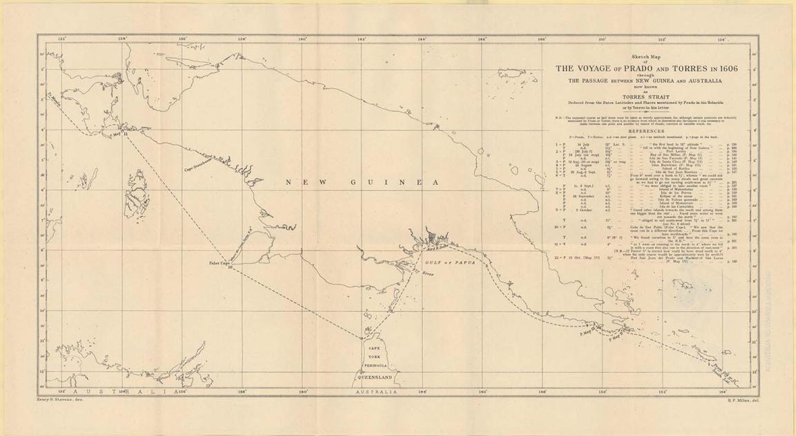 old map showing the voyage of Diego de Prado Y Tobar in 1606