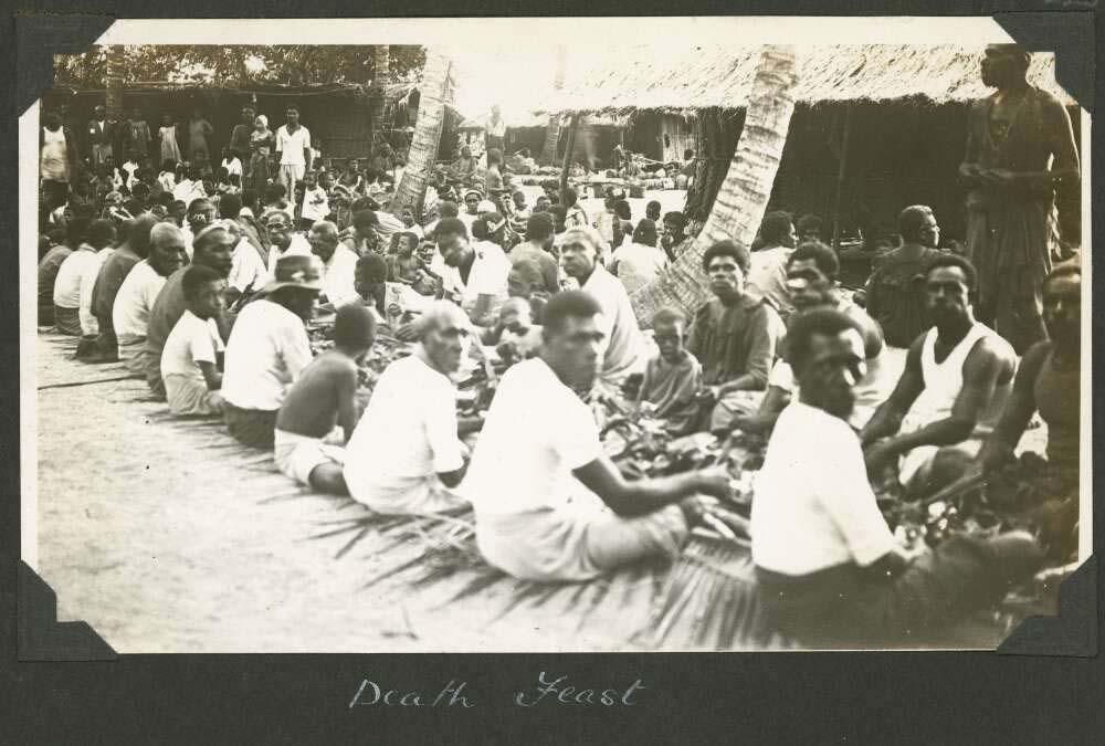 black and white photo of an island feast
