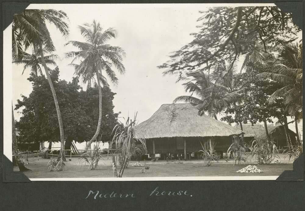 black and white photo of an island house