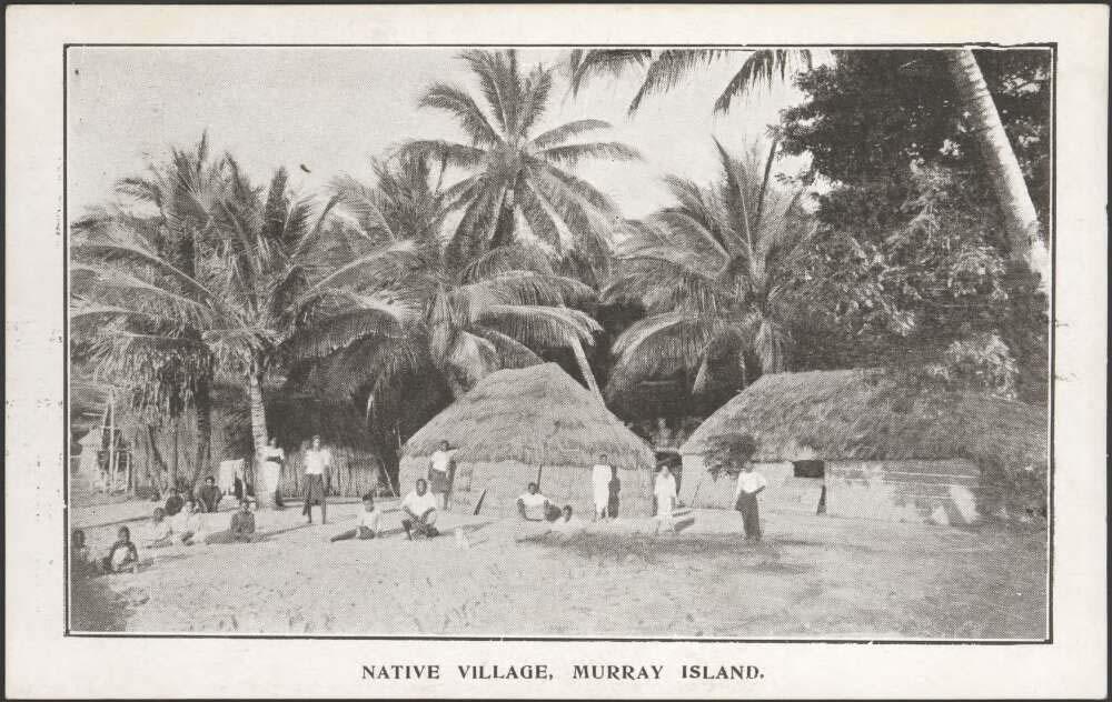 black and white photo of an island village