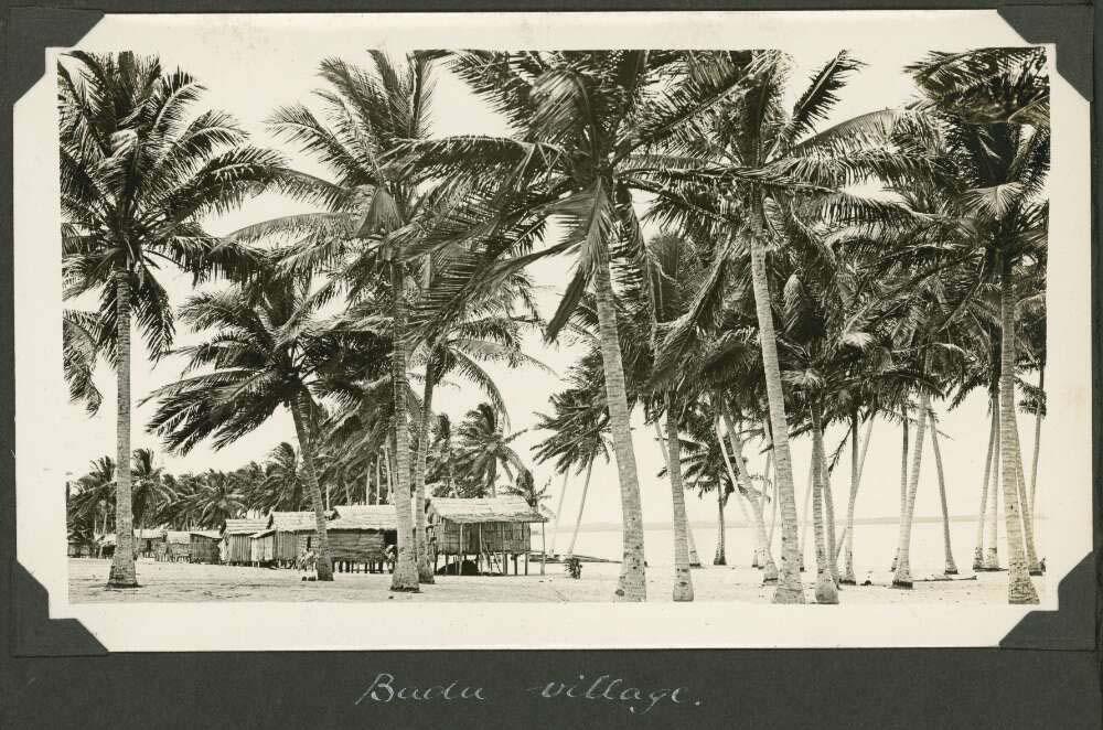 sepia photo of an island village