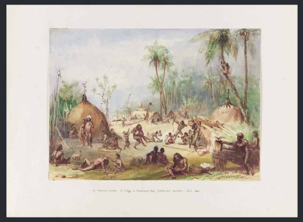 painting of an island village