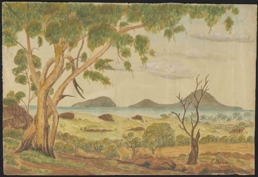 painting of an island scene