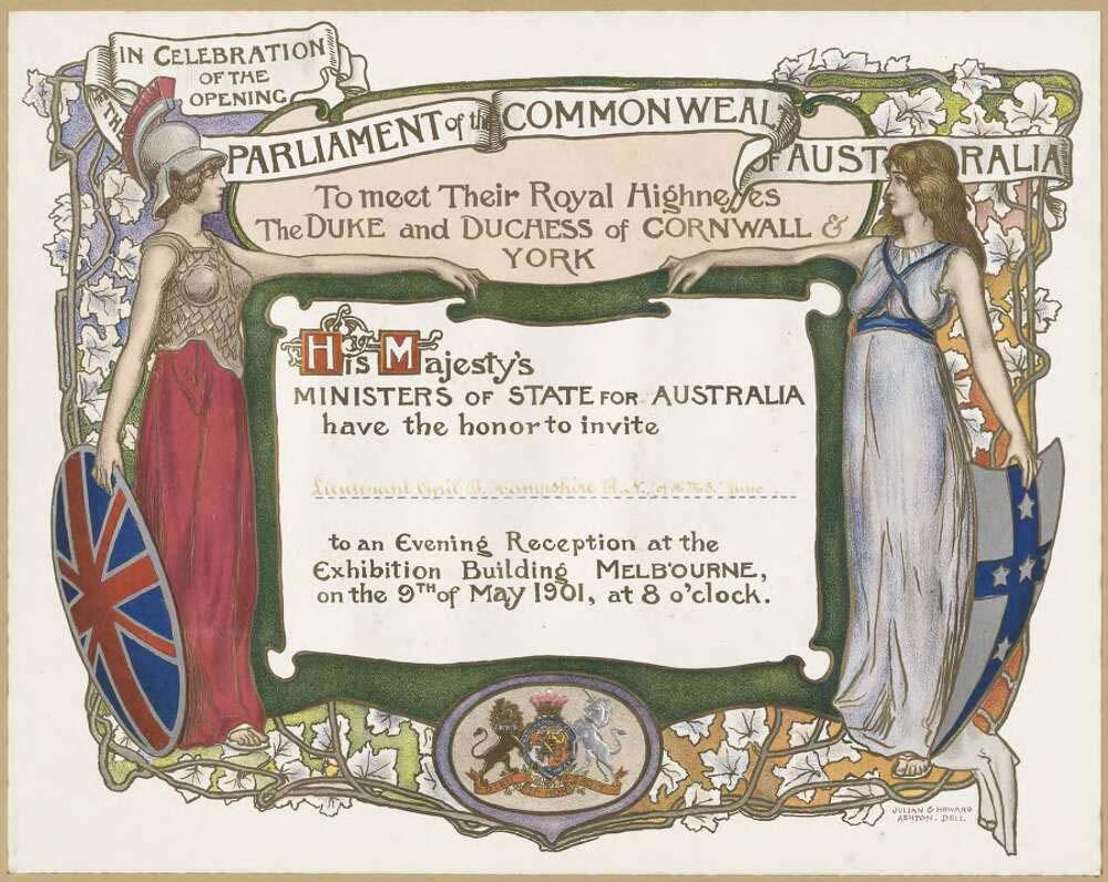 A printed invitation to meet Their Royal Highnesses the Duke and Duchess of Cornwall and York in celebration of the opening of the first Parliament of the Commonwealth of Australia