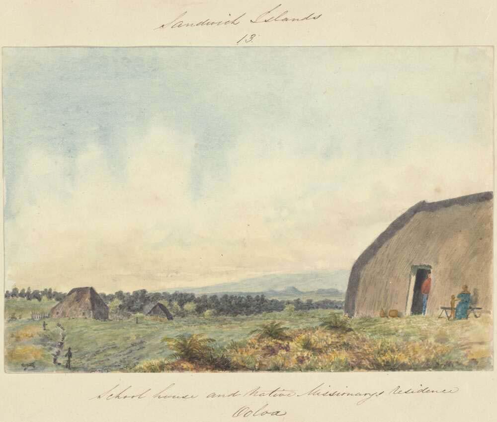 painting of a landscape including the edge of a building