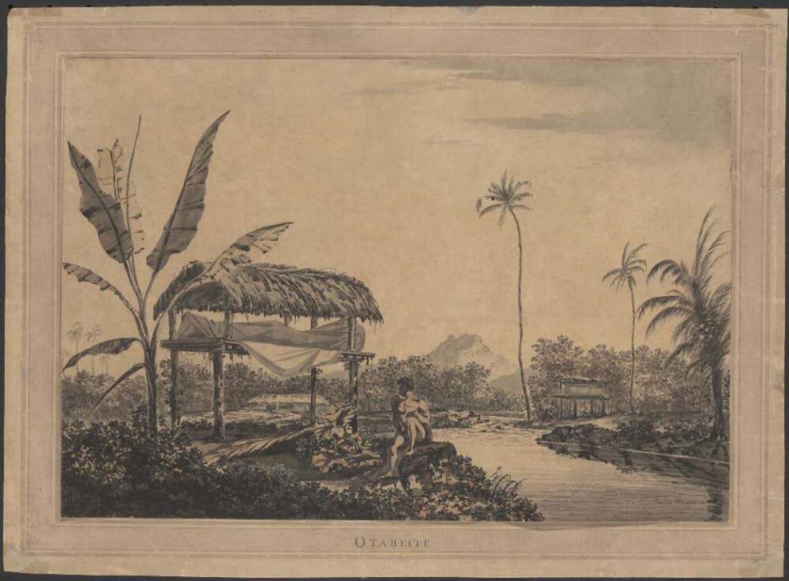 watercolour reproduction of pacific island 