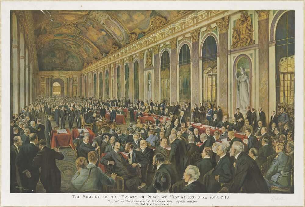 painting of the signing of the Treaty of Peace at Versailles, June 28th, 1919