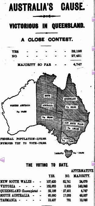 clipping from a newspaper showing a map of Australia with all states and territories shaded except for Western Australia