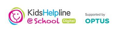 logo of Kids Helpline @ School, supported by Optus