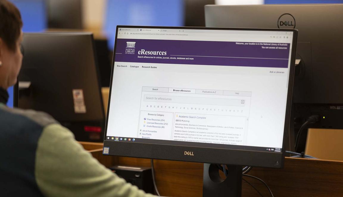 Computer screen showing eResources