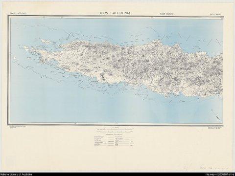 map of New Caledonia, 1942