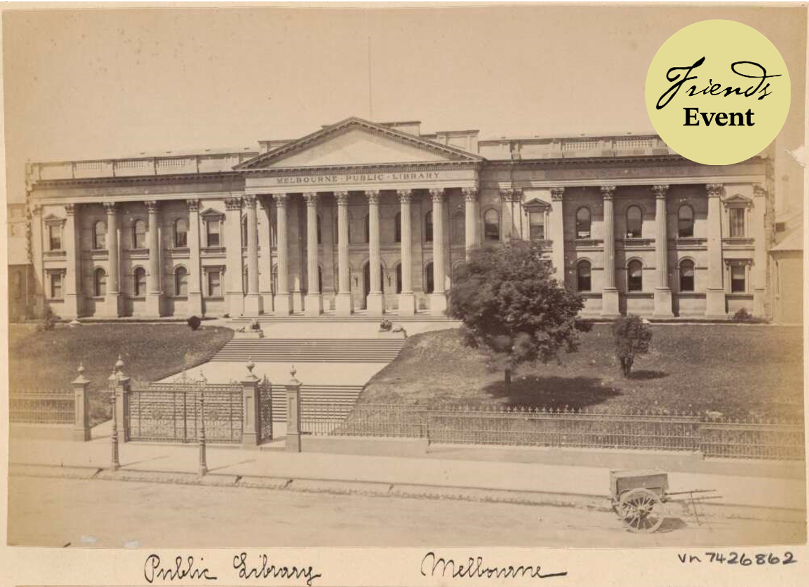 Sepia photo of the Melbourne Public Library building