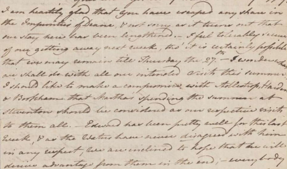 Letter from Jane Austen to her sister Cassandra, 11 June 1799