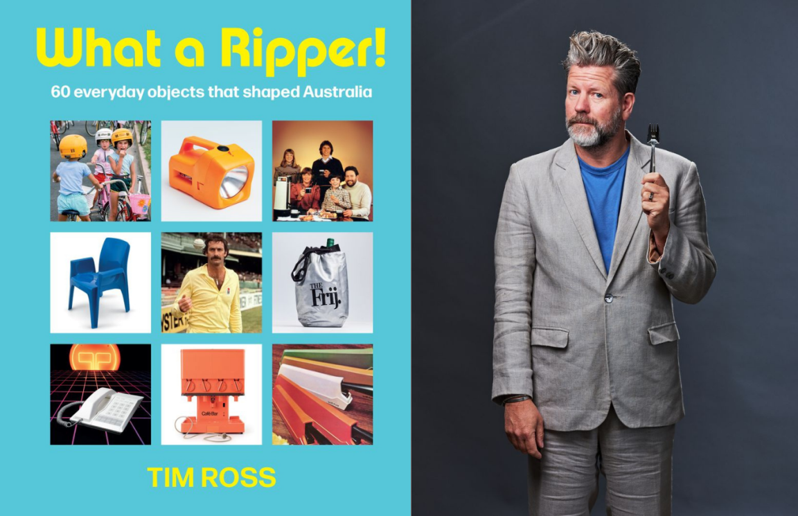 Cover of the What a Ripper book and a photo of Tim Ross