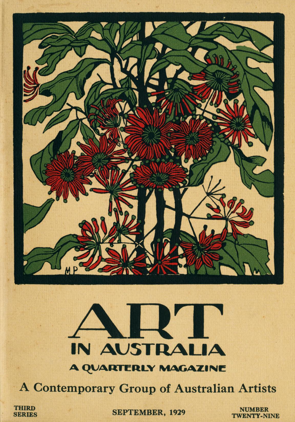 Front cover of journal with a red native flower drawing