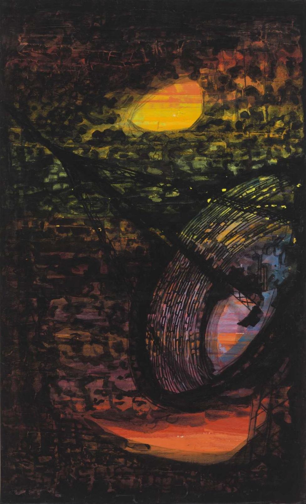 A design depicting an aesthetic interpretation of radio telescope.