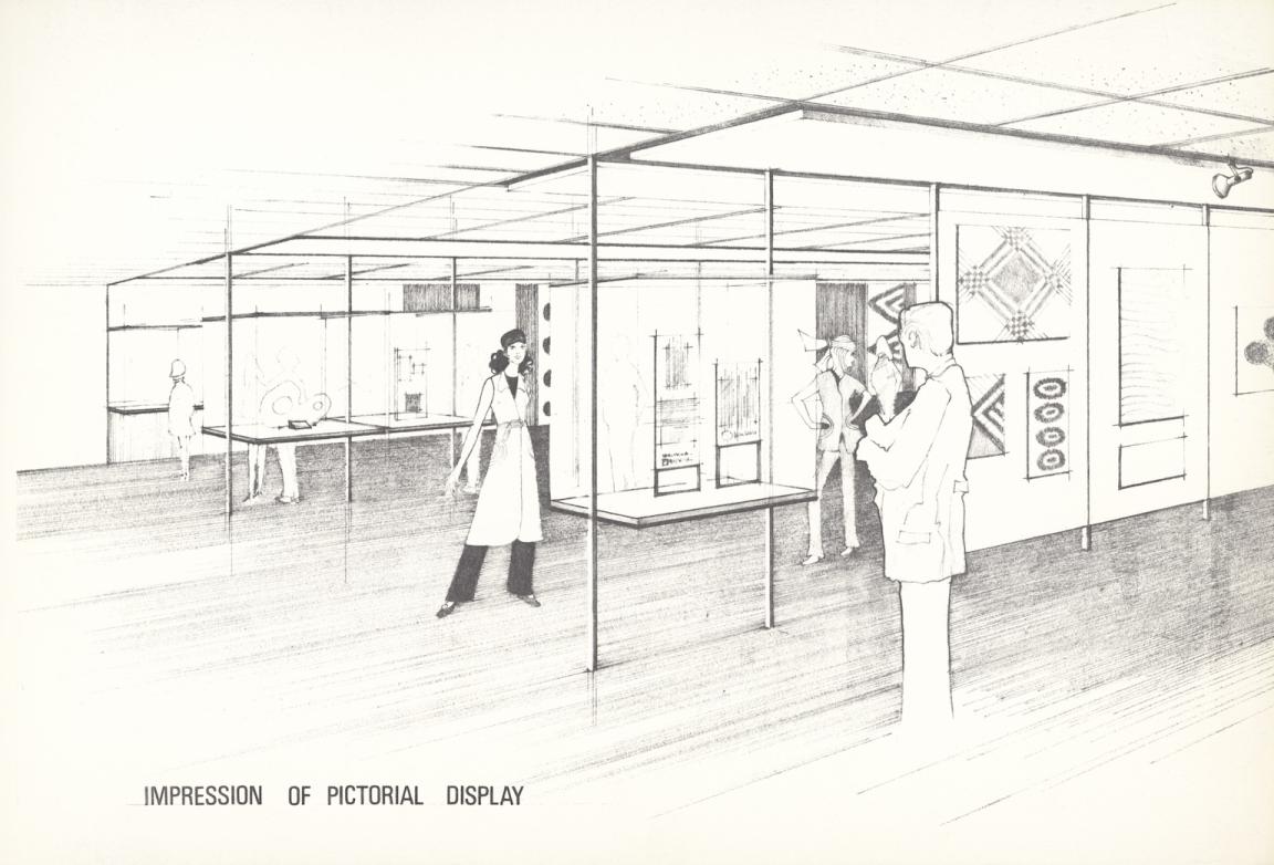 Archtiectural sketh of a planned gallery space in the National Library