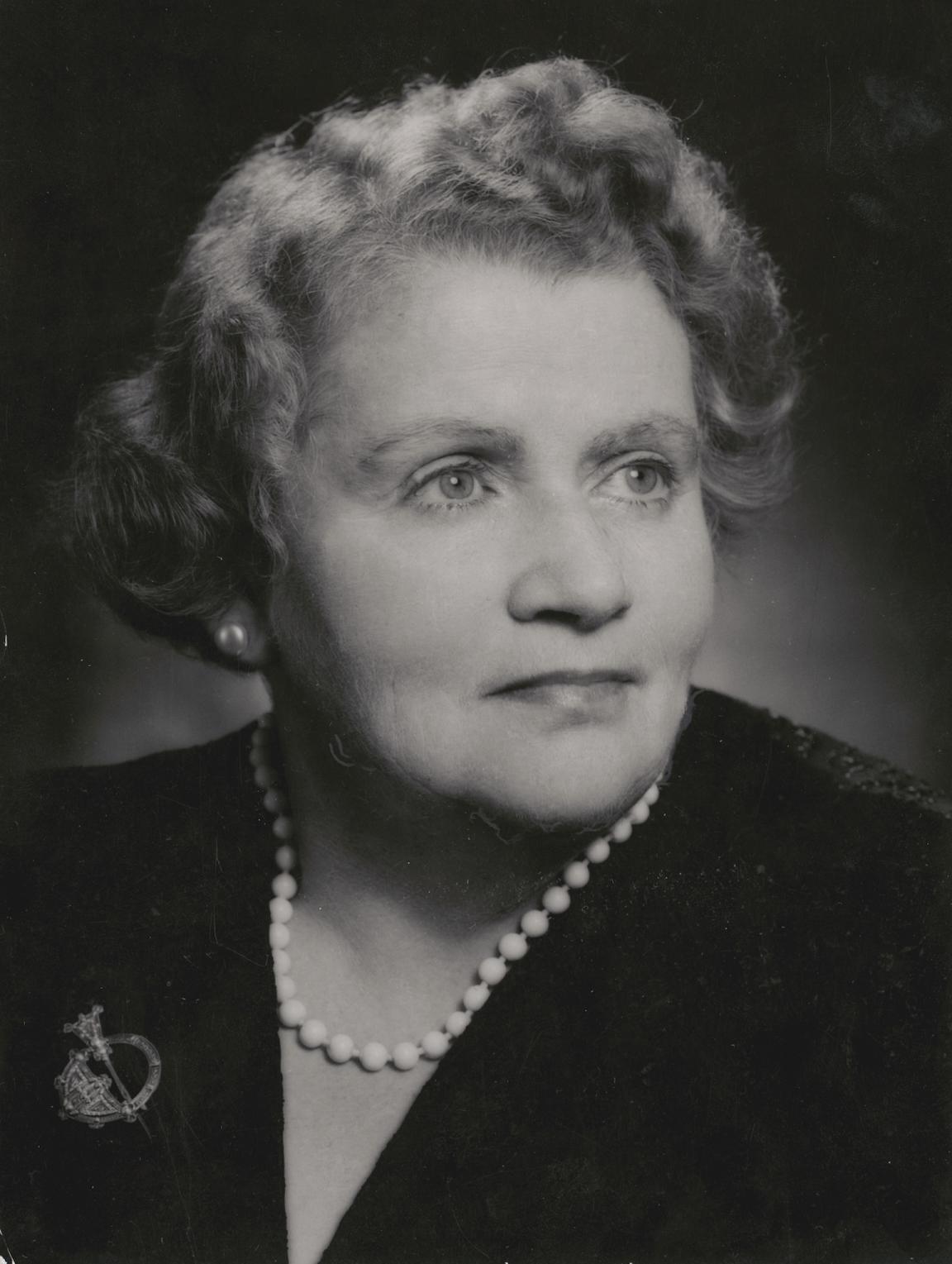 Black and white photographic portrait of then Senator Dorothy Tangney