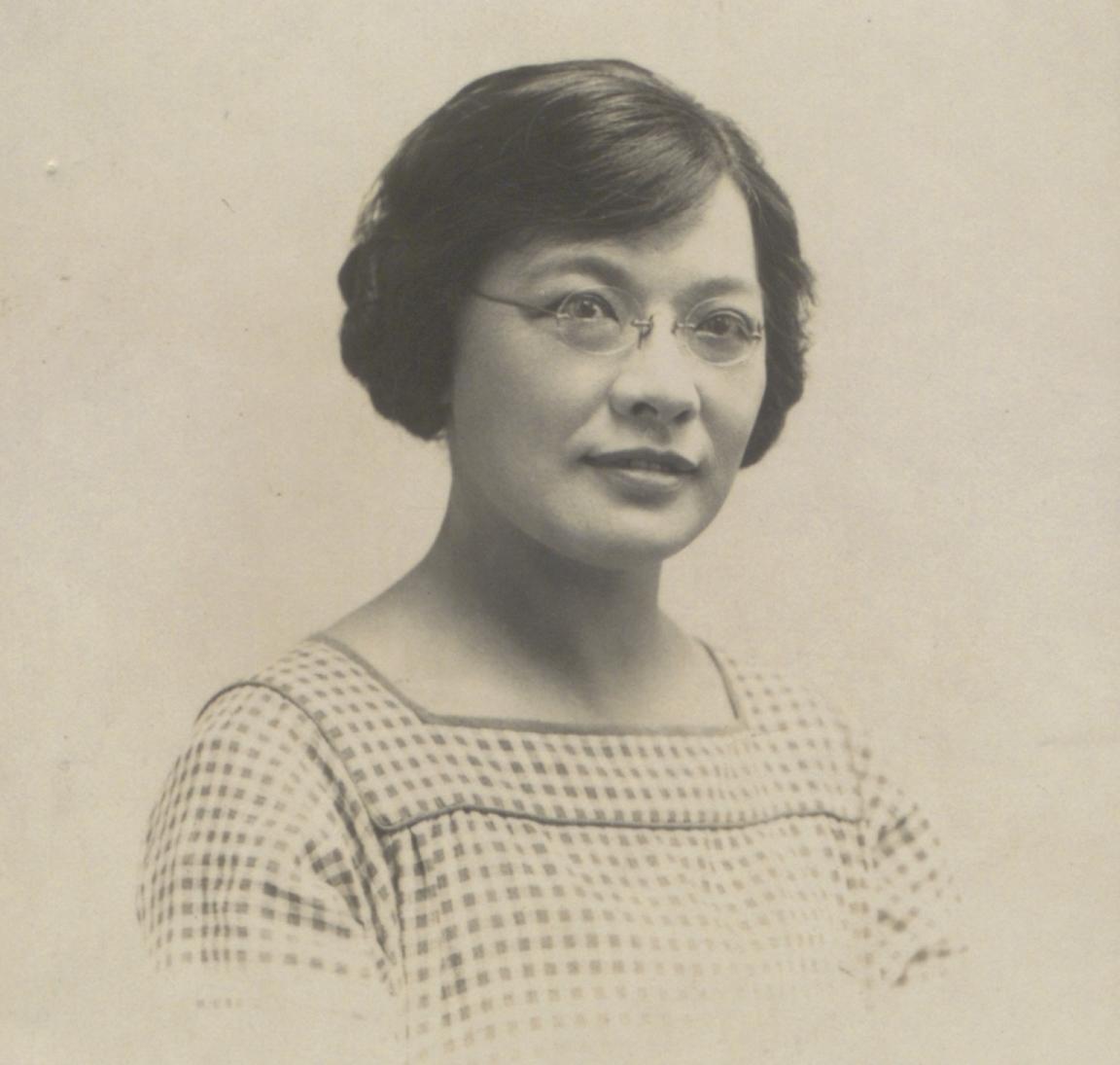 Black and white photo portrait of Rose Quong