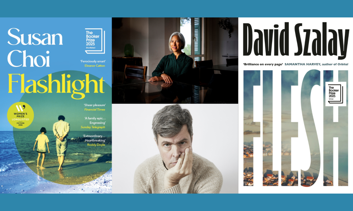 Susan Choi and David Szalay pictured alongside their book covers