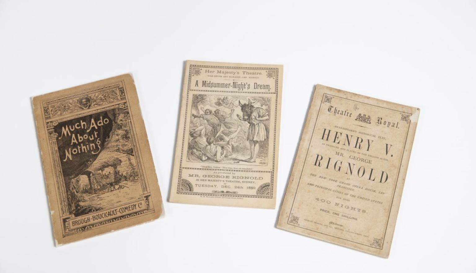 Three old programs for performances Shakespeare's work