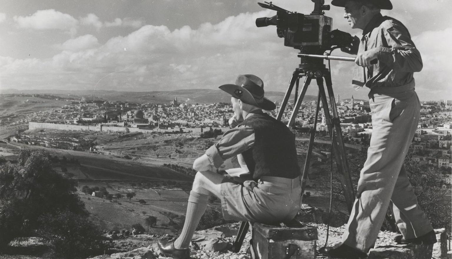 Frank Hurley and Masly Williams looking towards Jerusalem