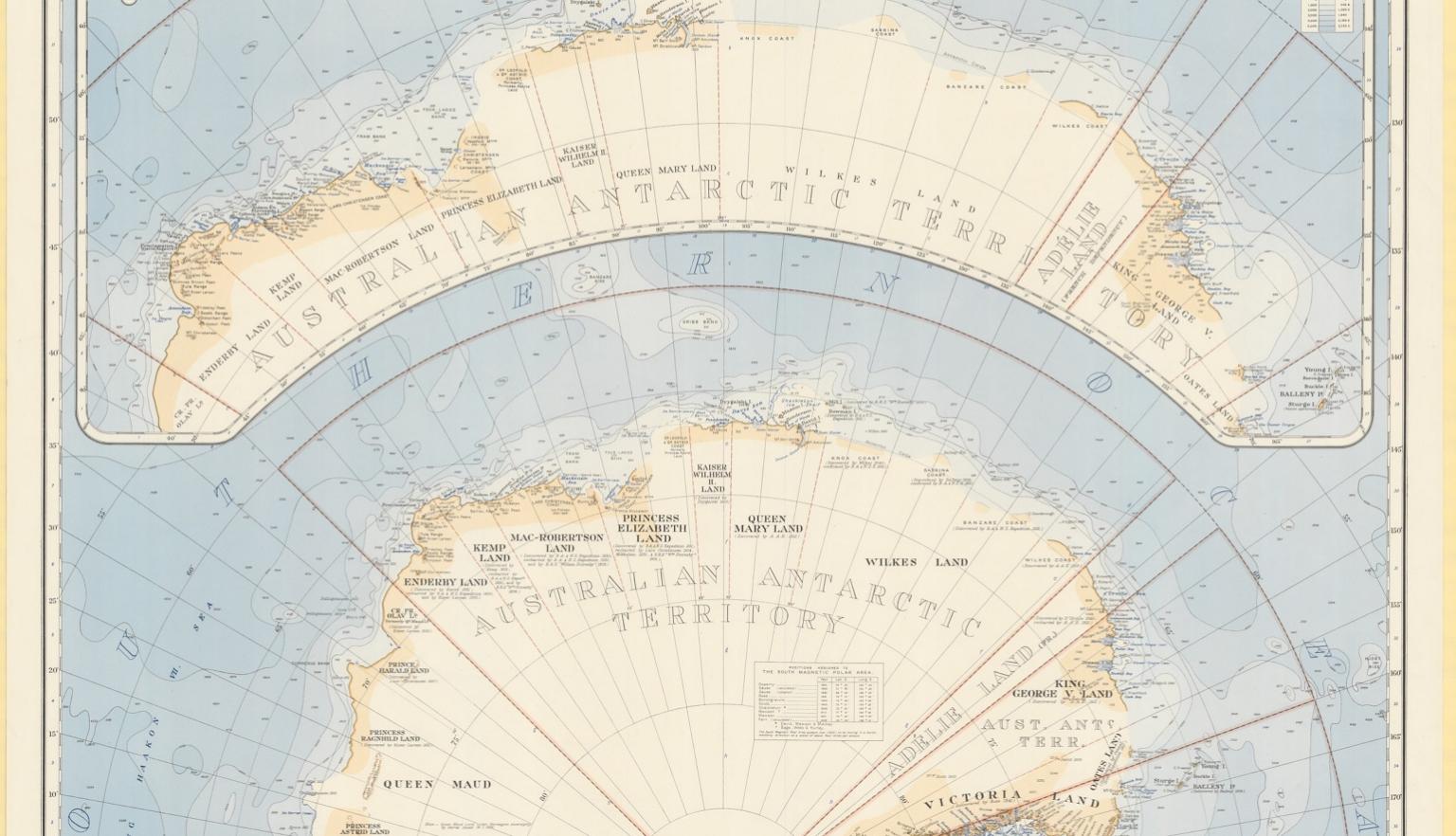 Map of Antarctica showing territories and dependencies.
