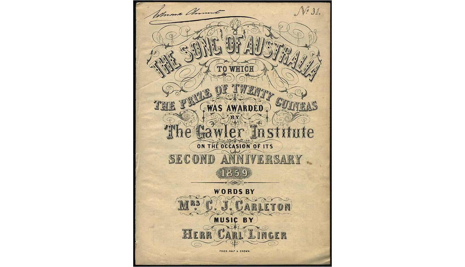 Front cover of 1859 music score