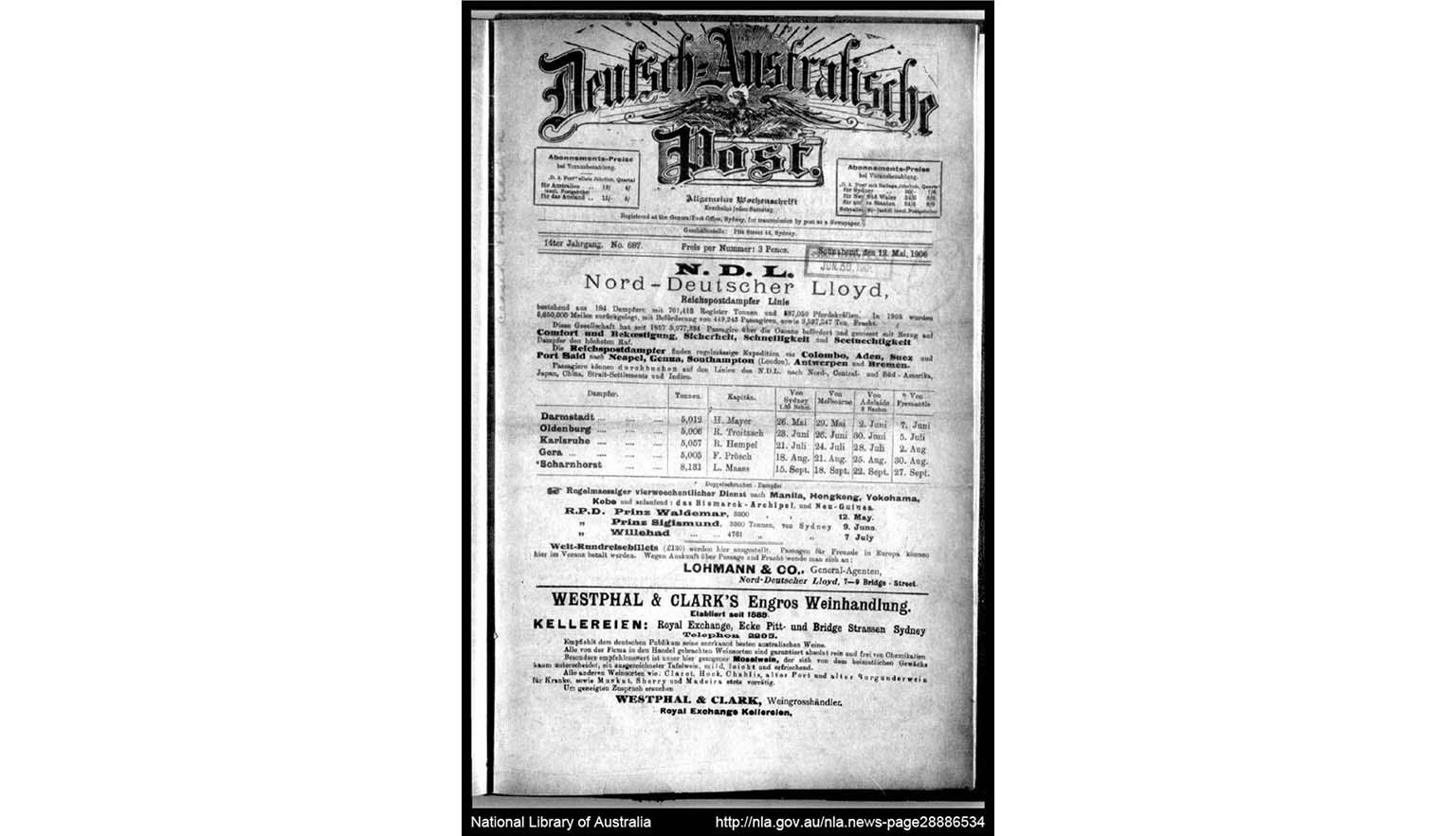 A page from the Deutsch-Australische Post.