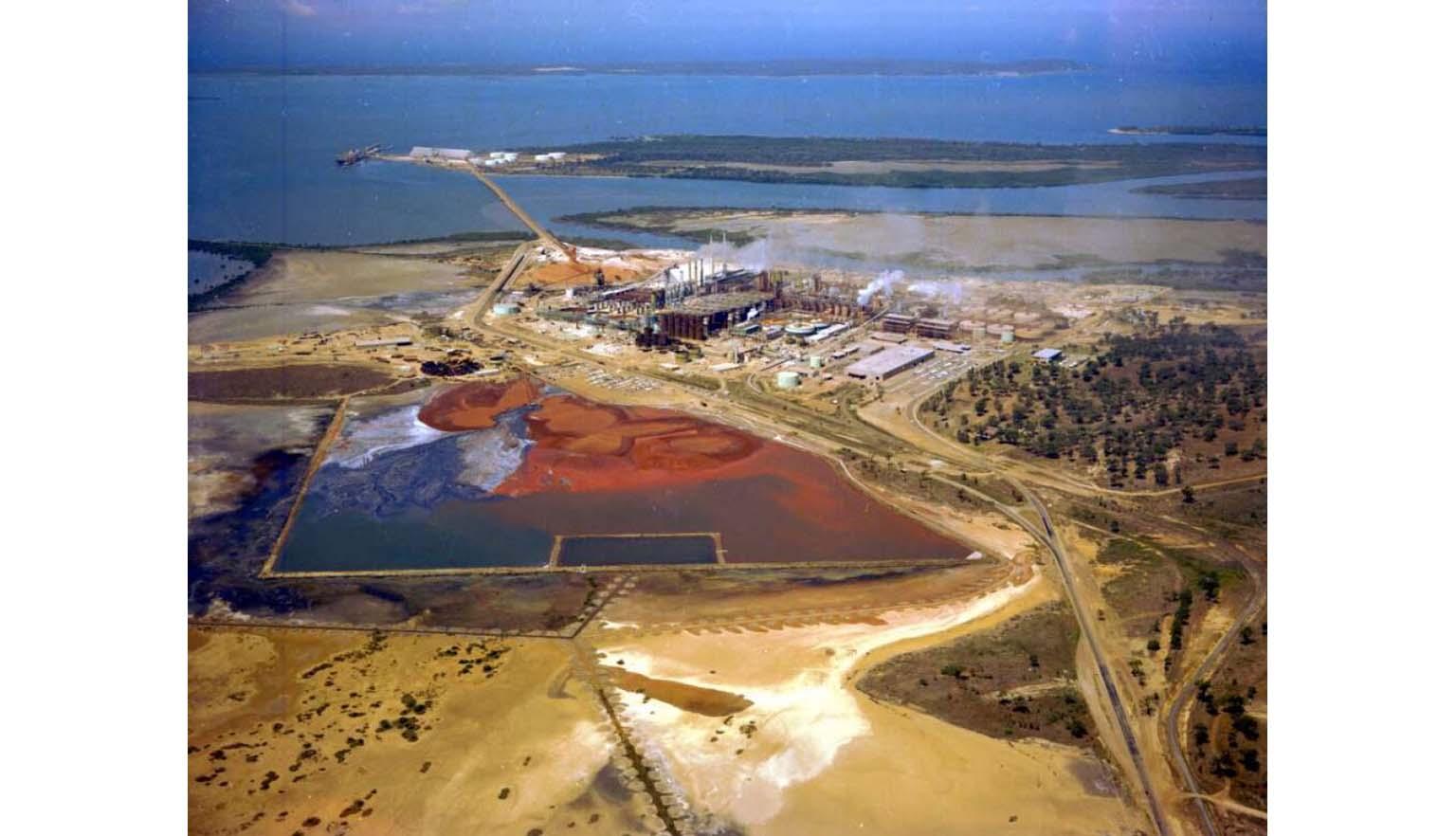 aerial view of bauxite mine