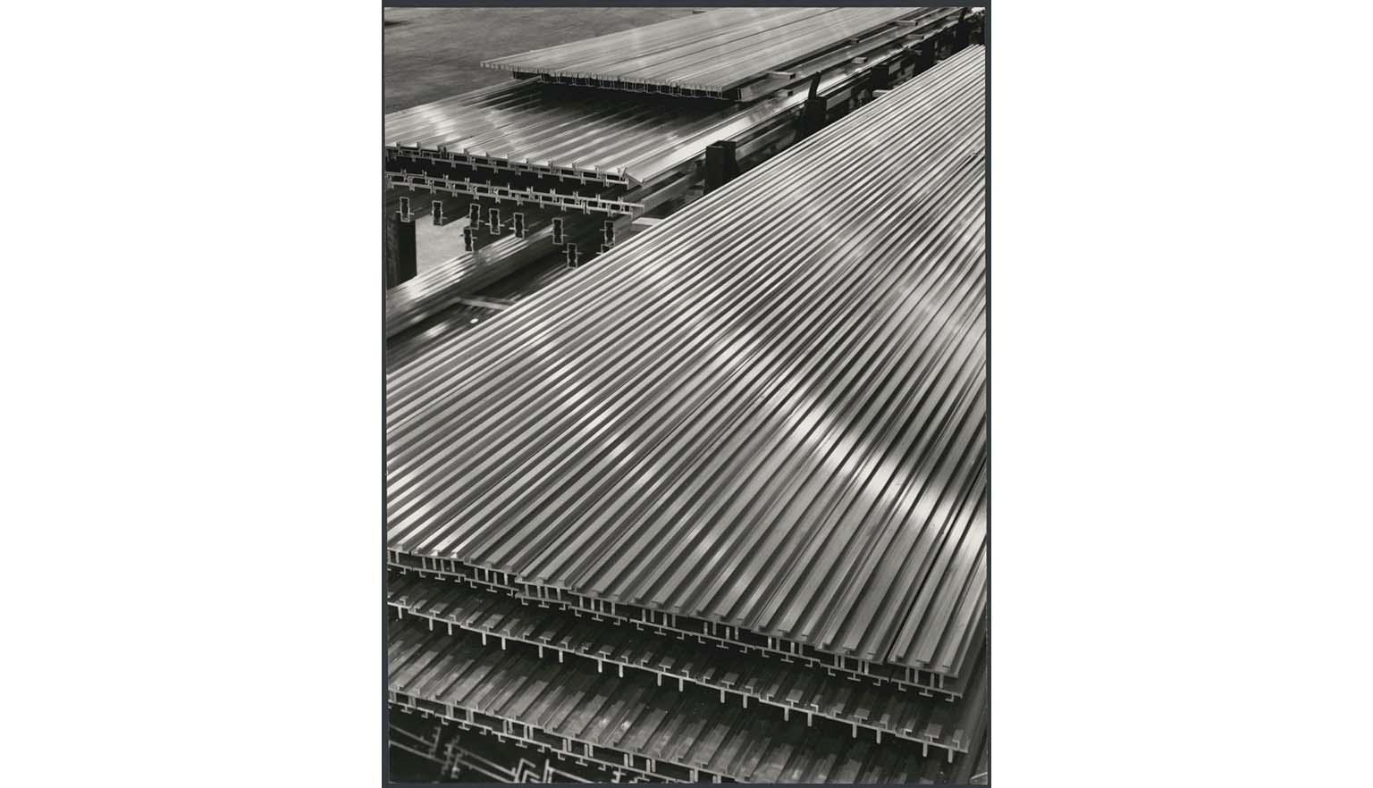 multiple stacks of aluminium profiles