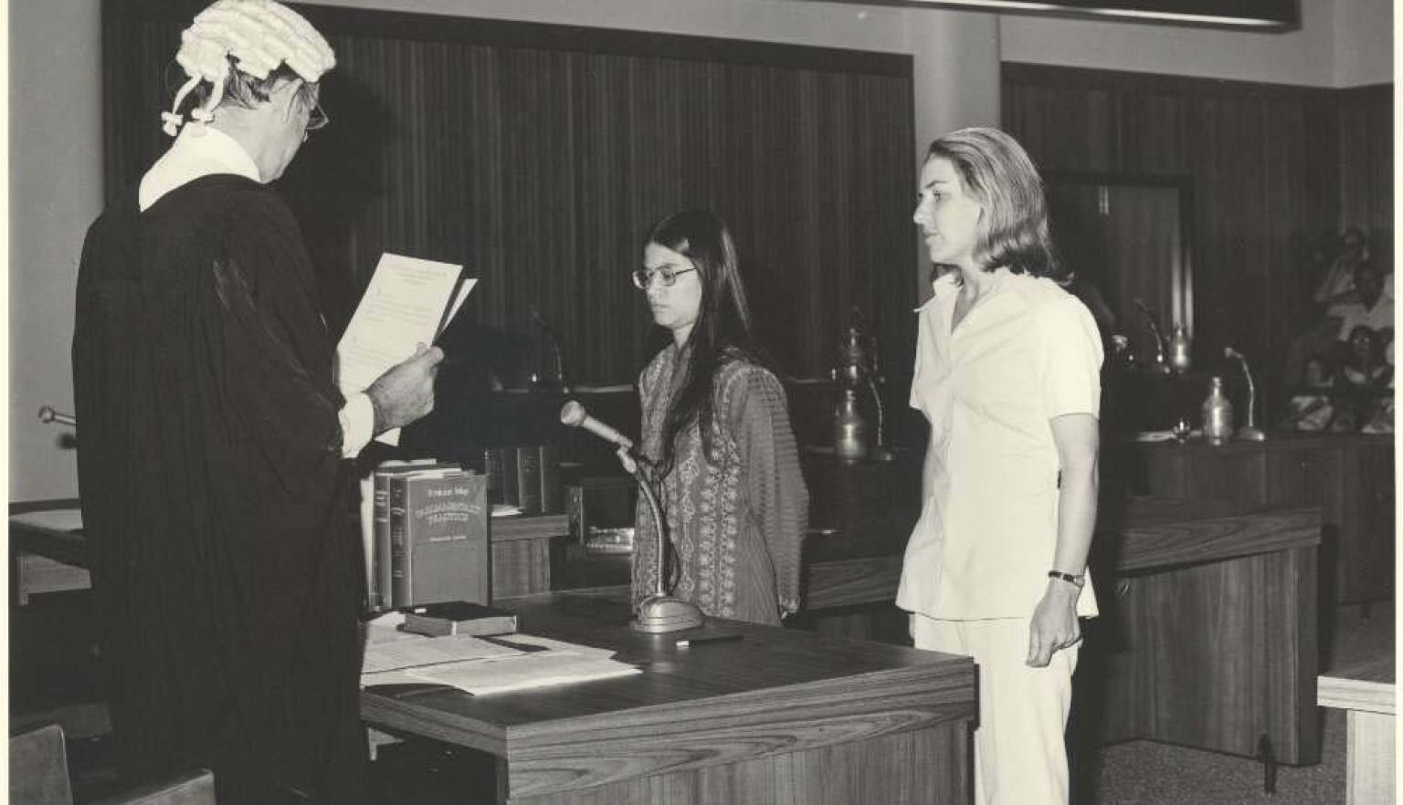 black and white photo of swearing in of first Legislative Assembly in Darwin in 1974