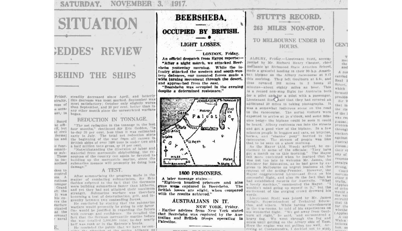 Newspaper article titled Beersheba