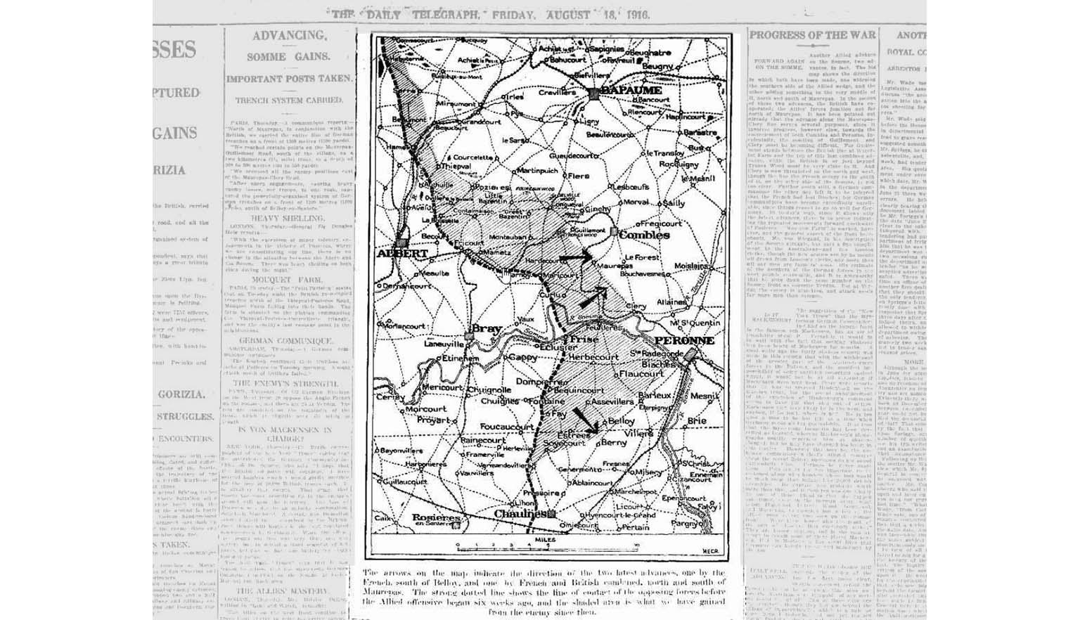 Newspaper map of the Somme